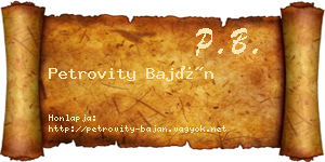 Petrovity Baján névjegykártya
